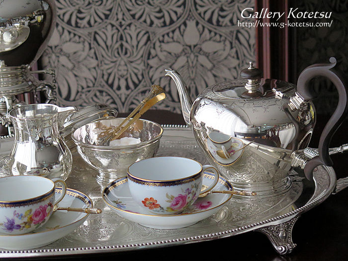 アンティークシルバーティーセット antique silver tea kettle teaset
