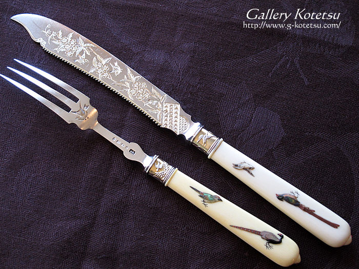 アンティークシルバー　サーヴィングセット antique silver ivory servingset