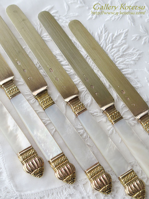 マザーオブパールハンドル antique silver dessert cutlery