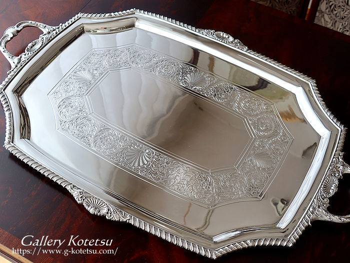 antique silver tea tray シルバーティートレー