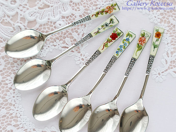 antique silver enamel spoon