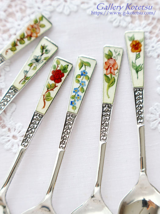 antique silver enamel spoon