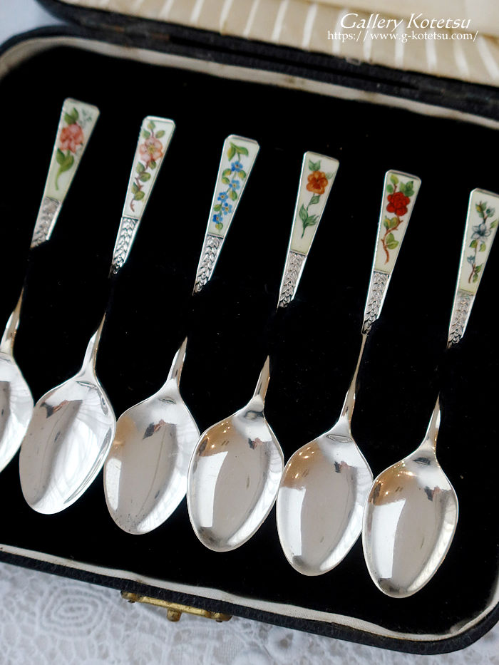 antique silver enamel spoon
