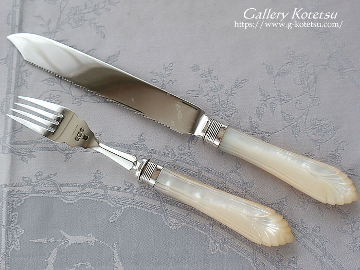antique silver cakeknife&fork