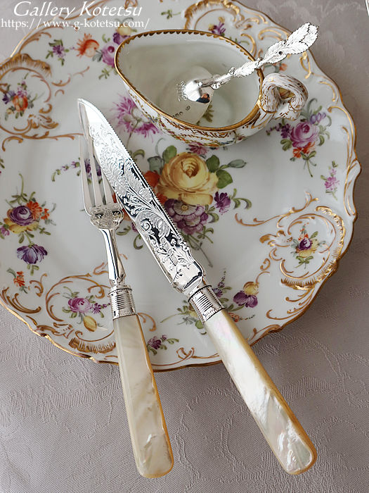 antique siver cake knife&fork AeB[NVo[