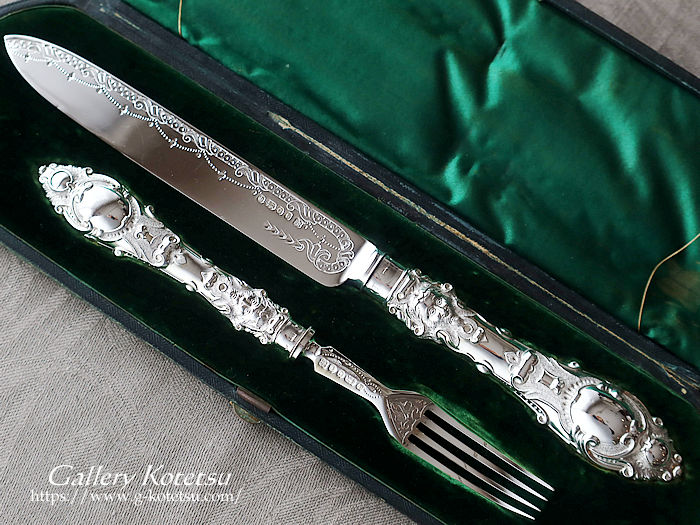 antique siver cake knife&fork アンティークシルバー