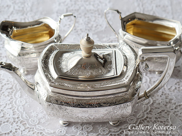 p sterling siver AeB[NVo[@eB[Zbg antique silver tea set