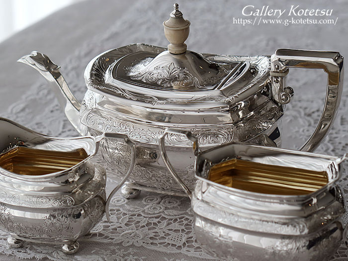 p sterling siver AeB[NVo[@eB[Zbg antique silver tea set