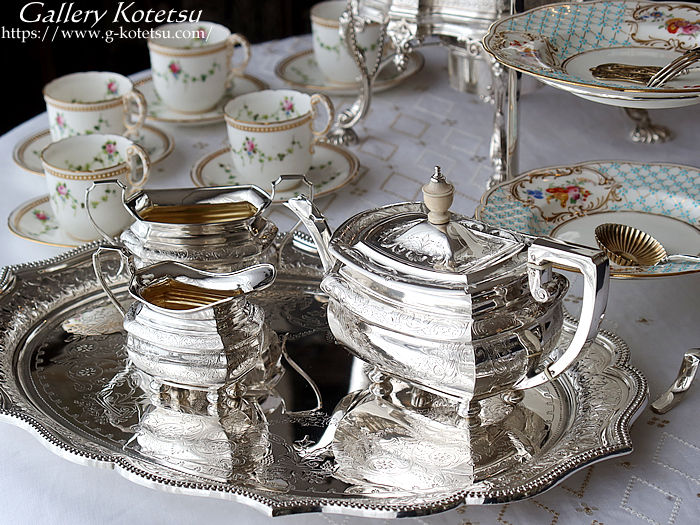 p sterling siver AeB[NVo[@eB[Zbg antique silver tea set