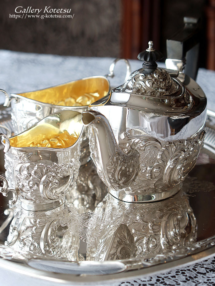 p sterling siver AeB[NVo[@eB[Zbg antique silver tea set