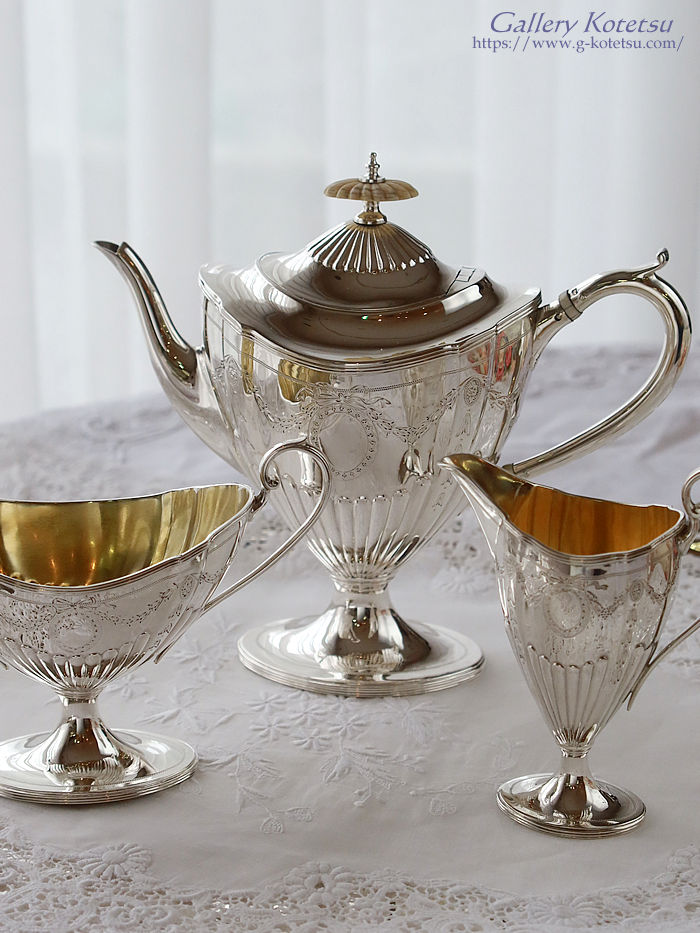 p sterling siver AeB[NVo[@eB[Zbg antique silver tea set