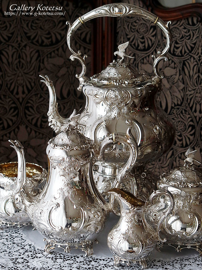 �p����� sterling siver �A���e�B�[�N�V���o�[�@�e�B�[�Z�b�g antique silver tea set louis tea kettle