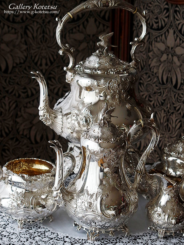�p����� sterling siver �A���e�B�[�N�V���o�[�@�e�B�[�Z�b�g antique silver tea set louis tea kettle