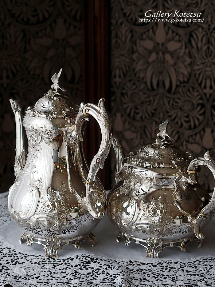 �p����� sterling siver �A���e�B�[�N�V���o�[�@�e�B�[�Z�b�g antique silver tea set louis tea kettle