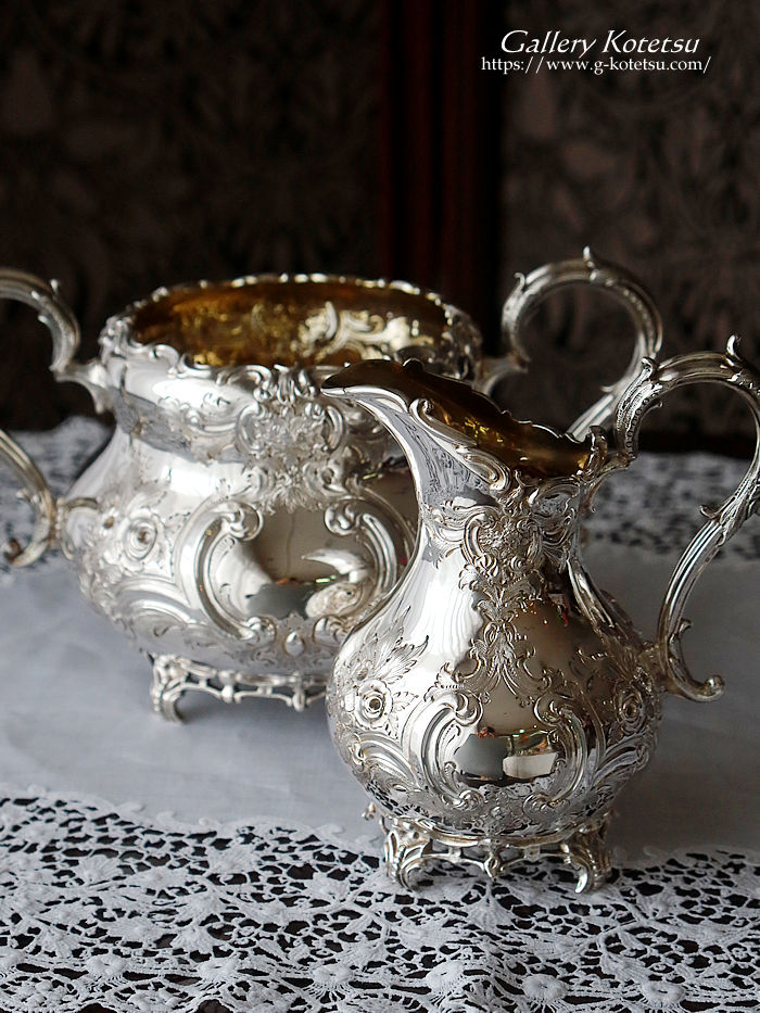 �p����� sterling siver �A���e�B�[�N�V���o�[�@�e�B�[�Z�b�g antique silver tea set louis tea kettle