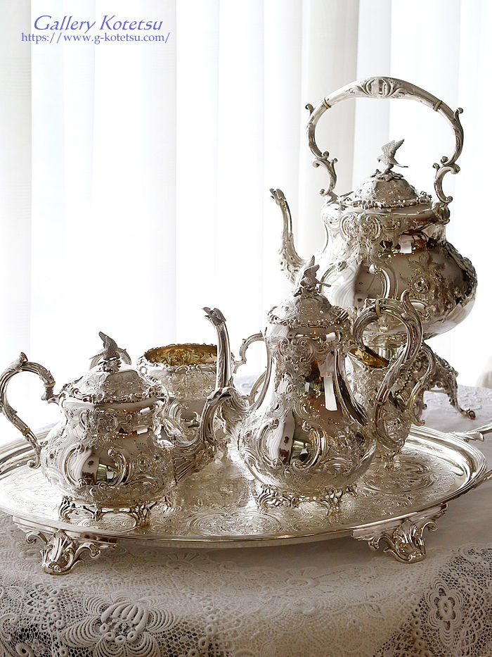 �p����� sterling siver �A���e�B�[�N�V���o�[�@�e�B�[�Z�b�g antique silver tea set louis tea kettle