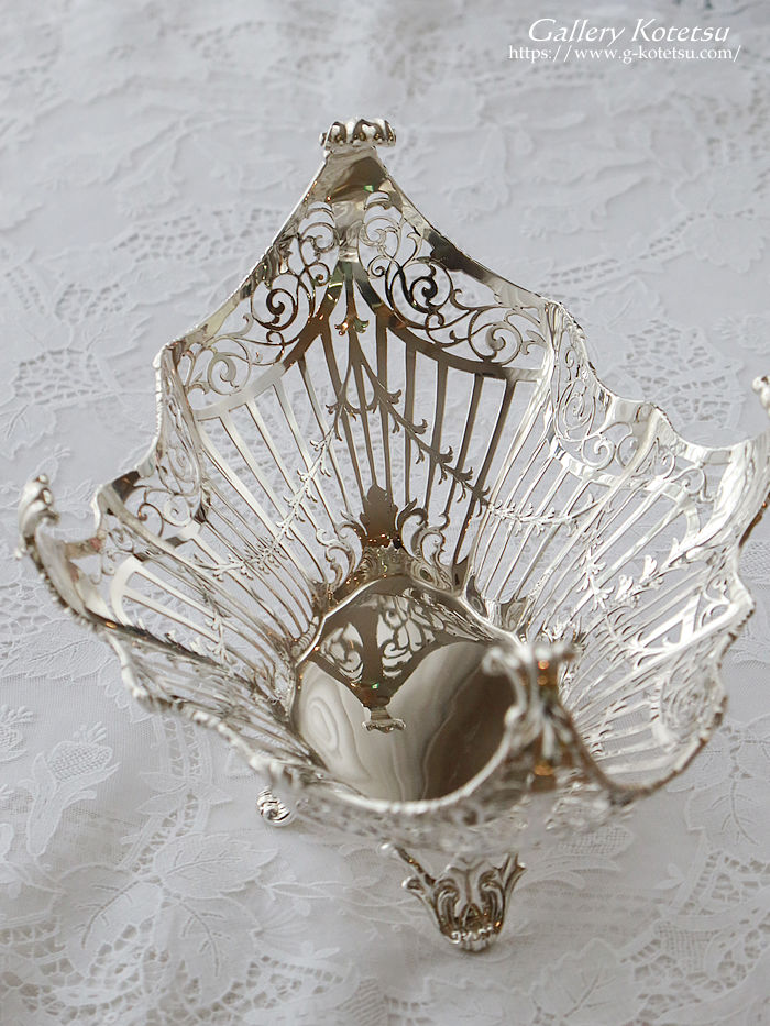 �A���e�B�[�N�V���o�[�@�o�X�P�b�g antique silver cake basket