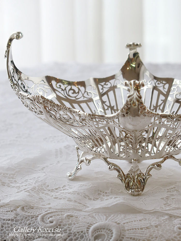 �A���e�B�[�N�V���o�[�@�o�X�P�b�g antique silver cake basket