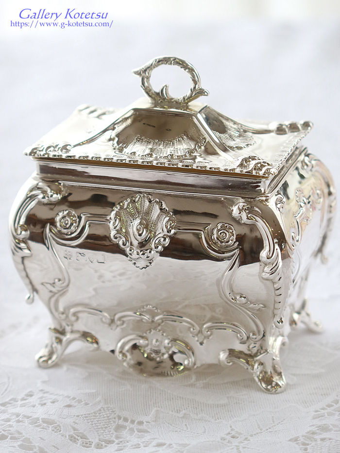 �A���e�B�[�N�V���o�[�@�e�B�[�L���f�B antique silver tea caddy