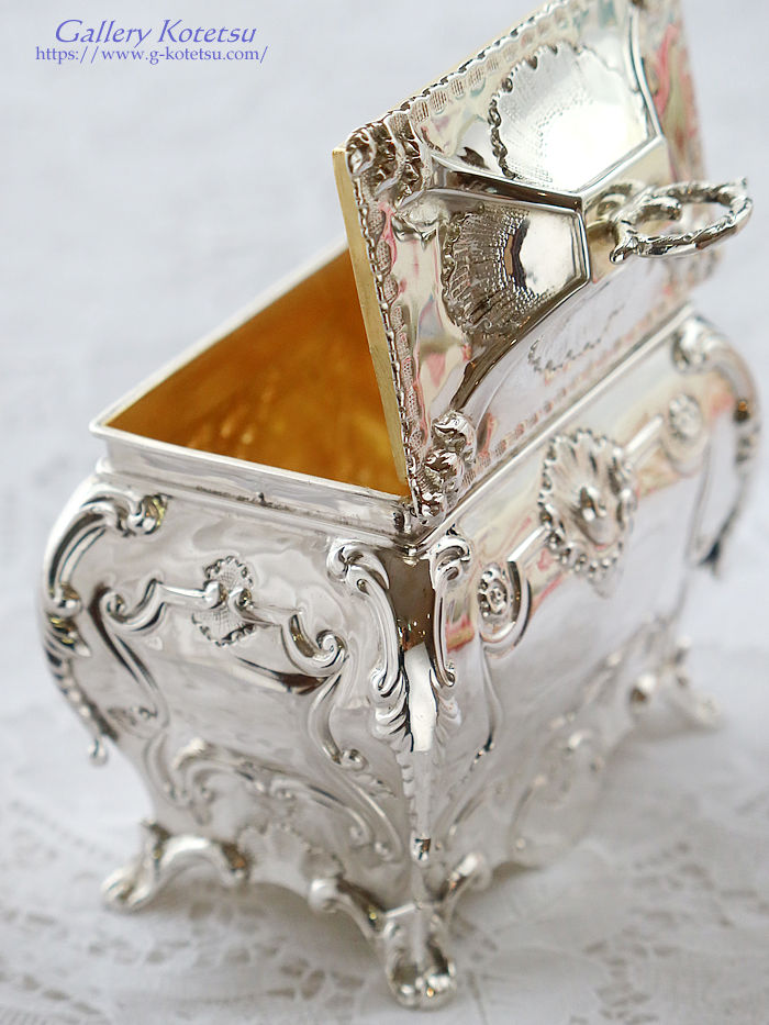 �A���e�B�[�N�V���o�[�@�e�B�[�L���f�B antique silver tea caddy