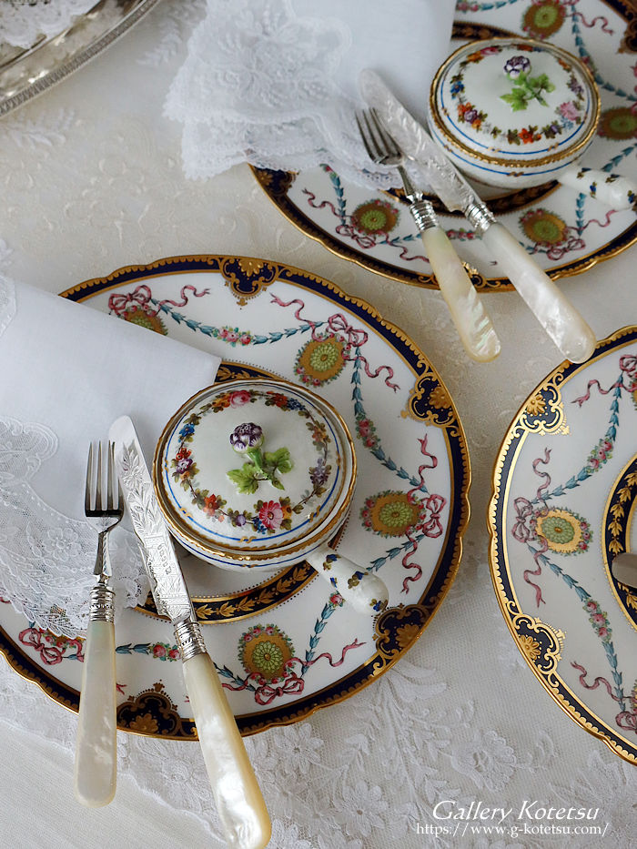 �A���e�B�[�N�V���o�[�@�f�U�[�g�J�g�����[�Z�b�g mother of pearl dessert cutlery antique silver